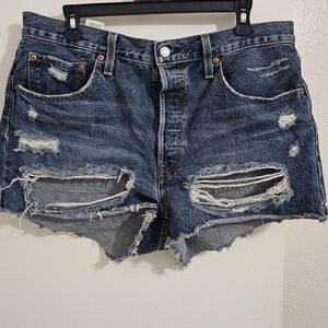Levi's Blue Distressed Jean Shorts